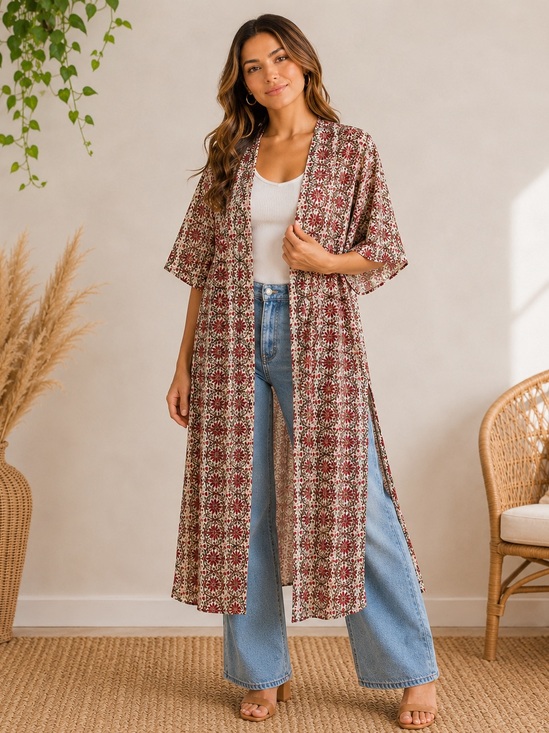 Other - Boho Floral Duster Kimono Cardigan | Cottagecore Festival Layer